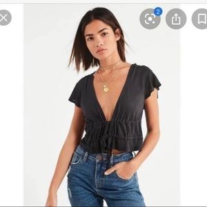 urban outfitters kimchi blue tie front black top